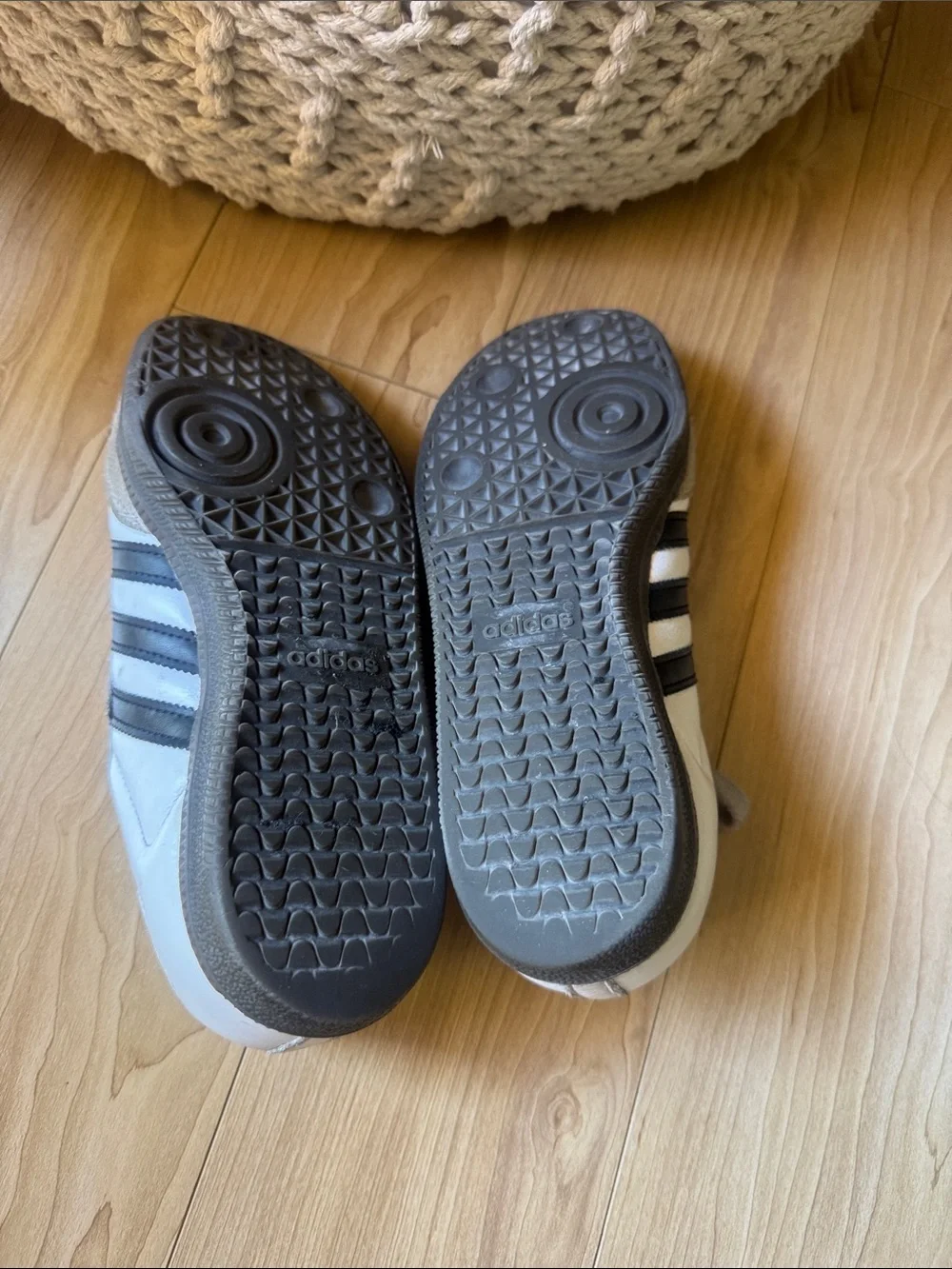 adidas White and Black Samba Leather Sneakers